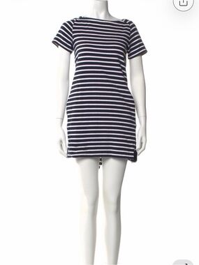 Sacai Striped Navy and White Shift Mini Dress